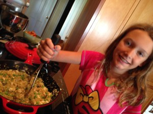 mashing poststicker filling