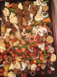 sausage veggies cooked