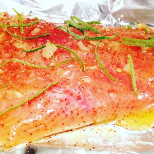 Salmon waiting to be baked