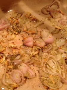 shallots and garlic sauteeing